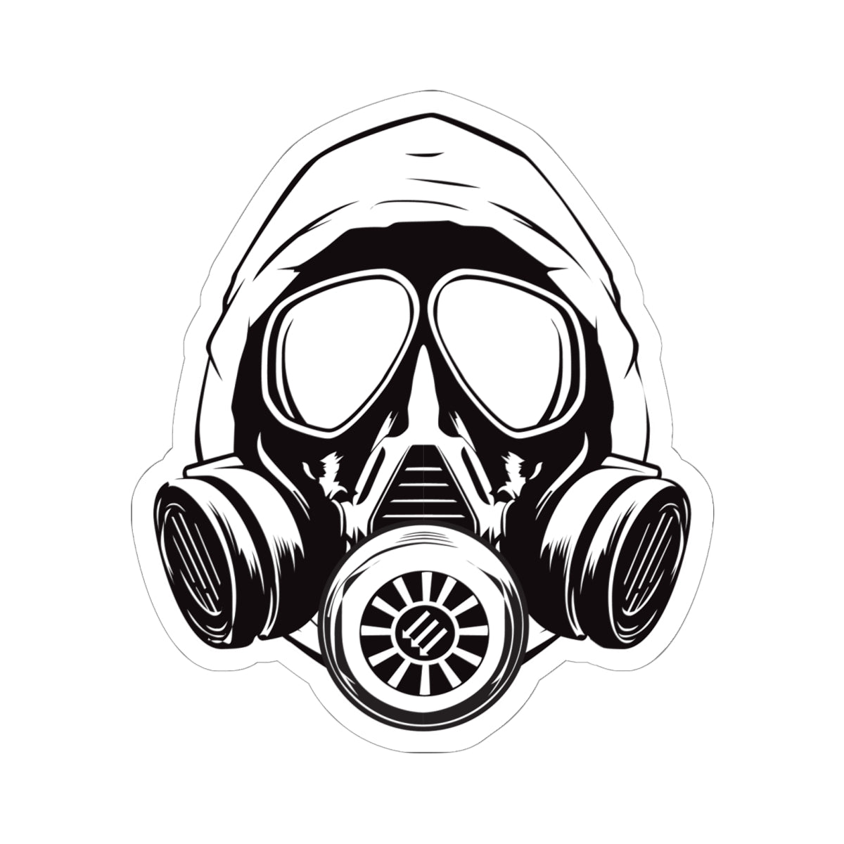 Hooded Antifa Gasmask Three Arrows - Kiss-Cut Sticker