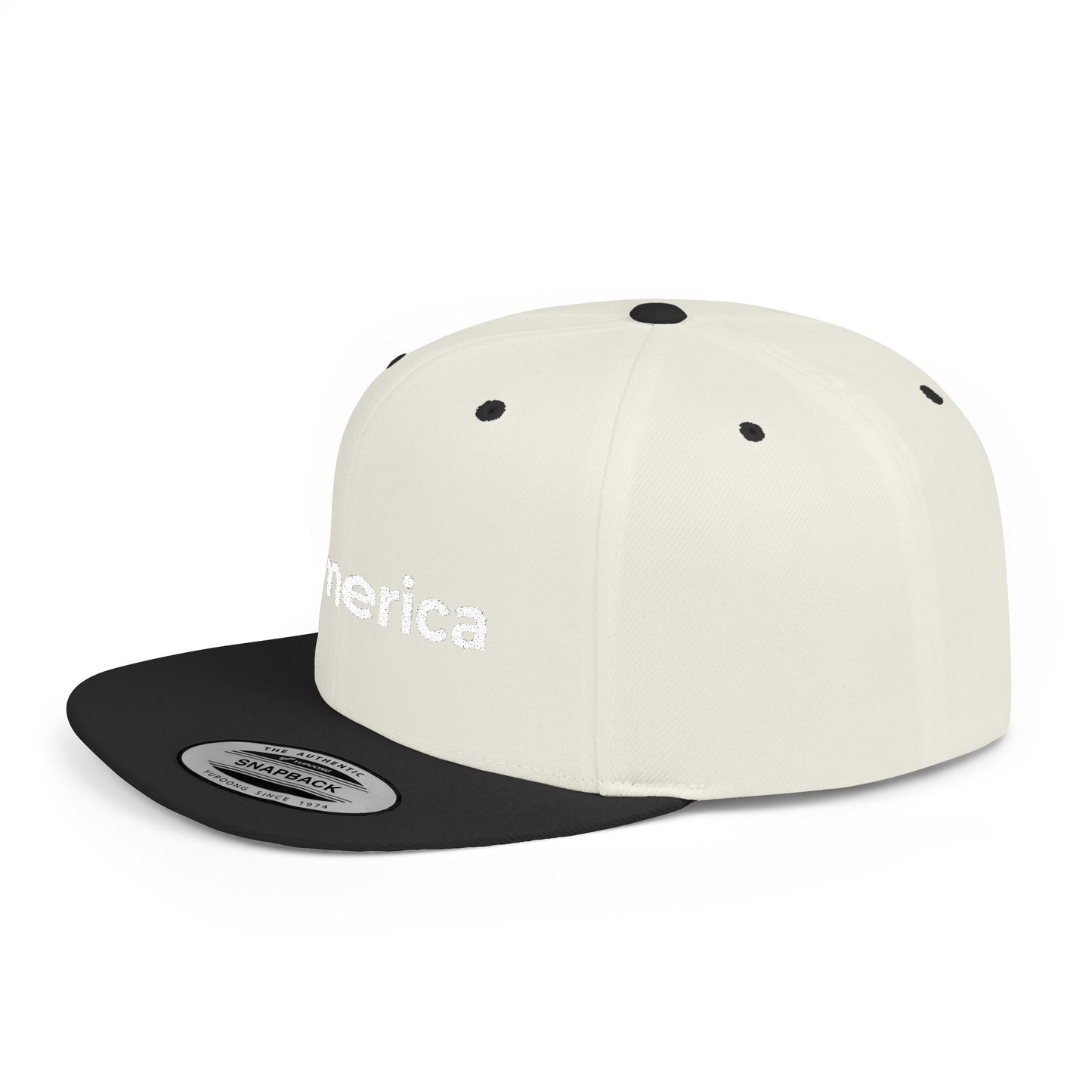 America – Flat Bill Snapback Hat – Adjustable Hat Featuring Anarchy Symbol Design for Political Expression