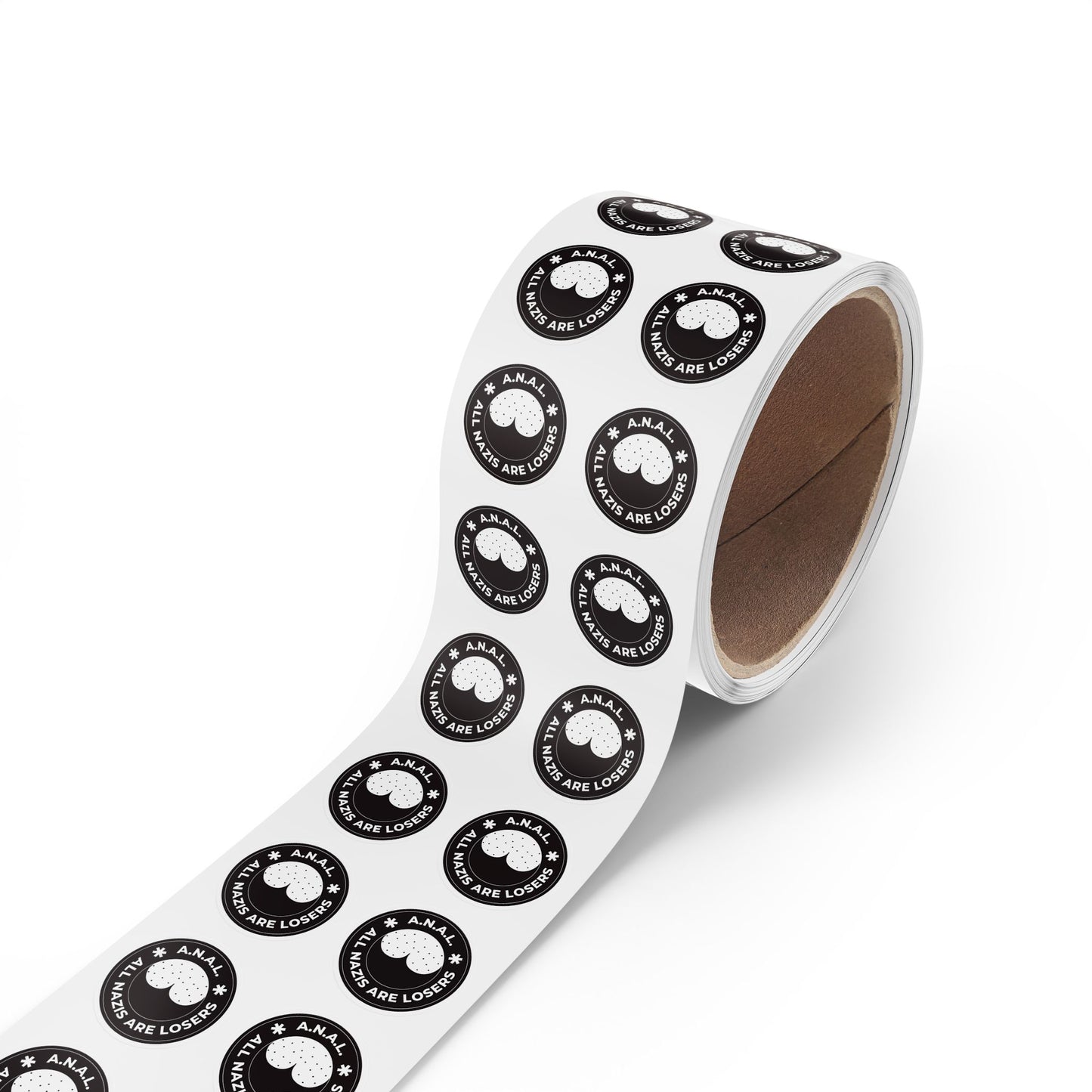 All Nazis Are Losers A.N.A.L. Round Sticker Label Rolls