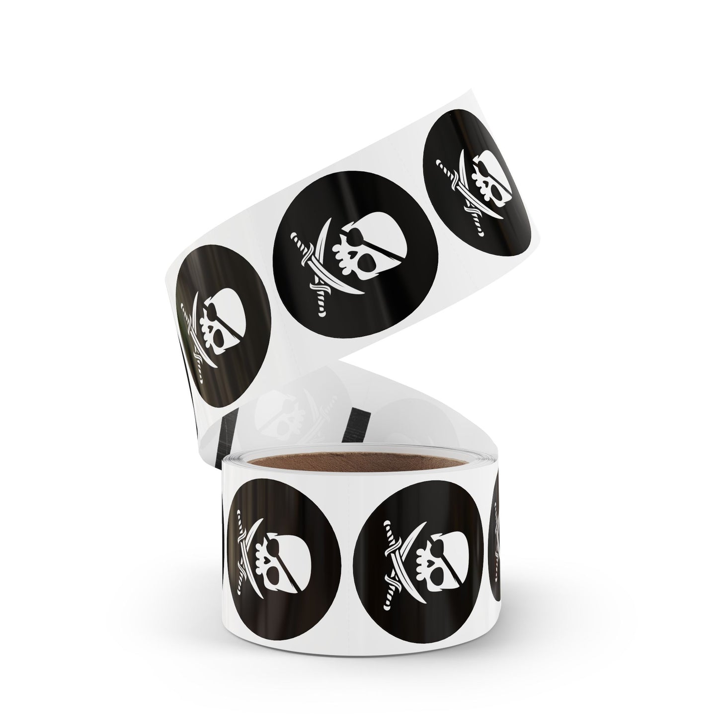 Pirate Skull Round Sticker Label Rolls