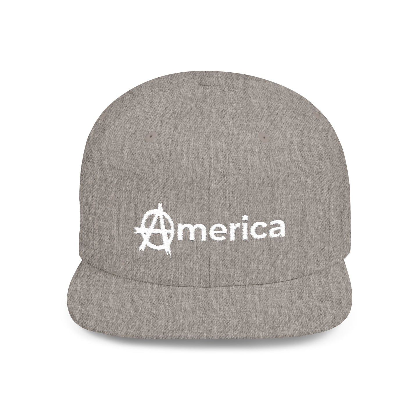 America – Flat Bill Snapback Hat – Adjustable Hat Featuring Anarchy Symbol Design for Political Expression