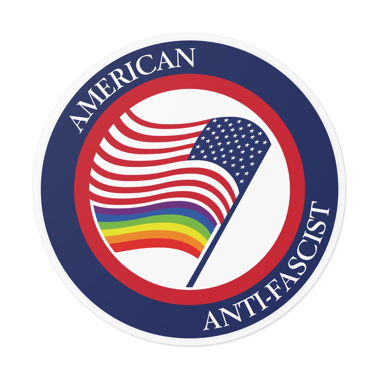 American Anti-Fascist - Round Vinyl Stickers