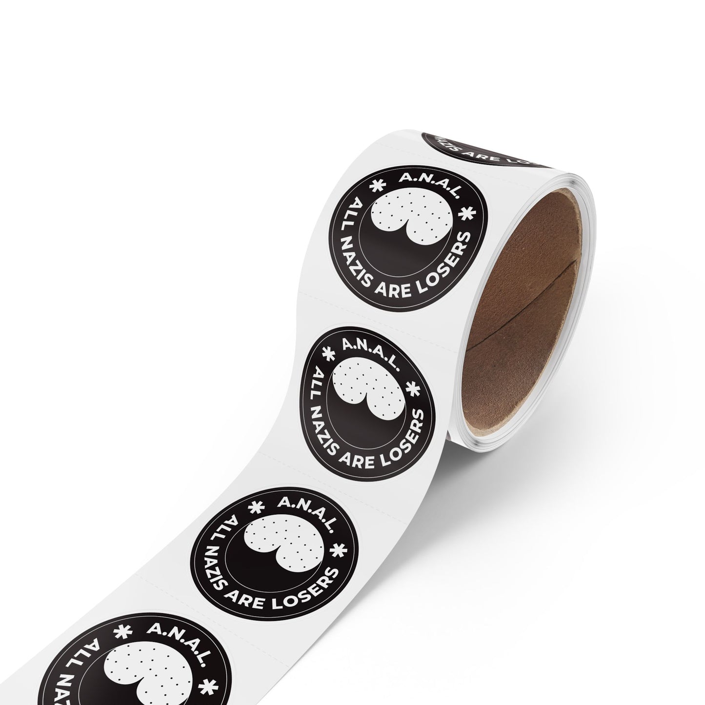 All Nazis Are Losers A.N.A.L. Round Sticker Label Rolls