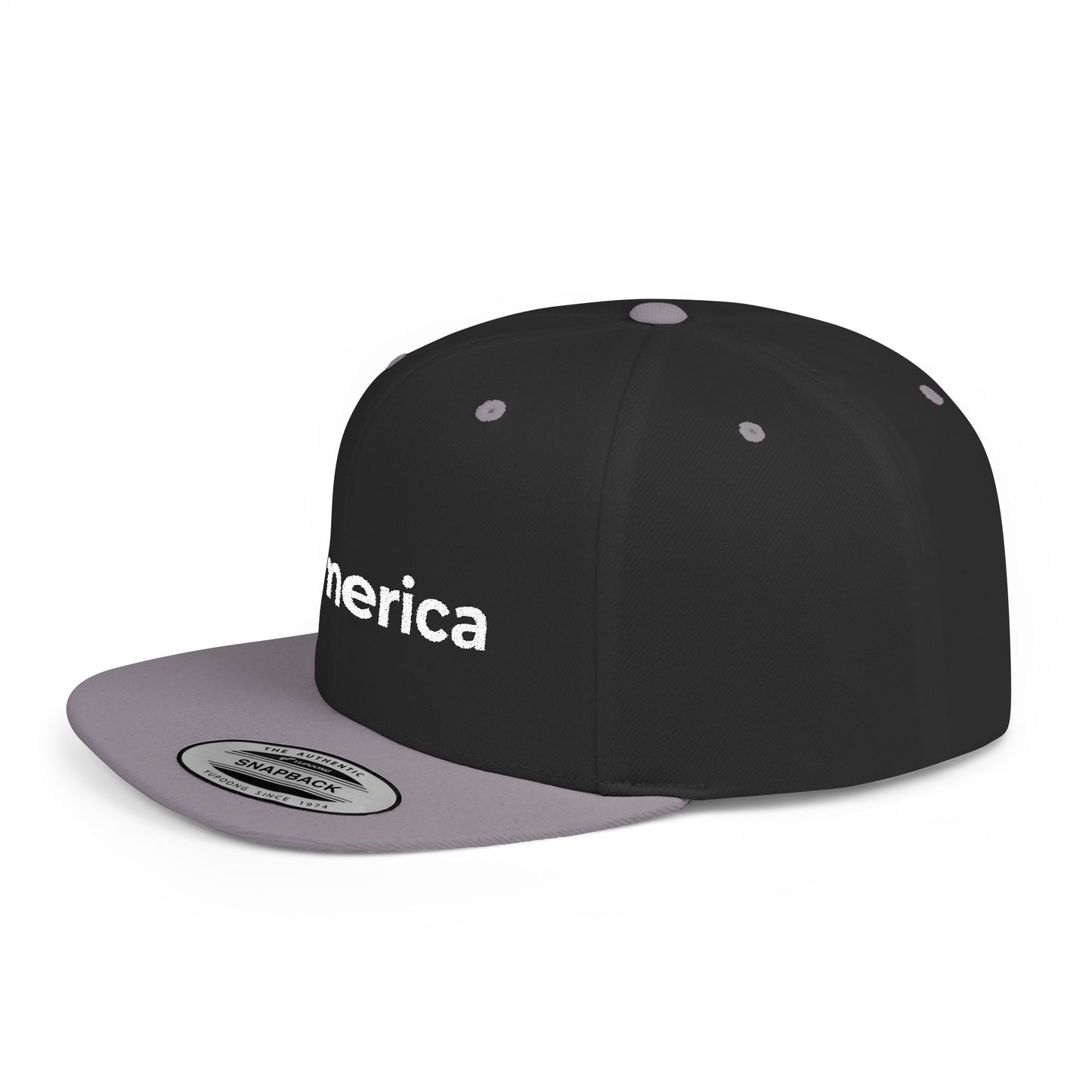 America – Flat Bill Snapback Hat – Adjustable Hat Featuring Anarchy Symbol Design for Political Expression