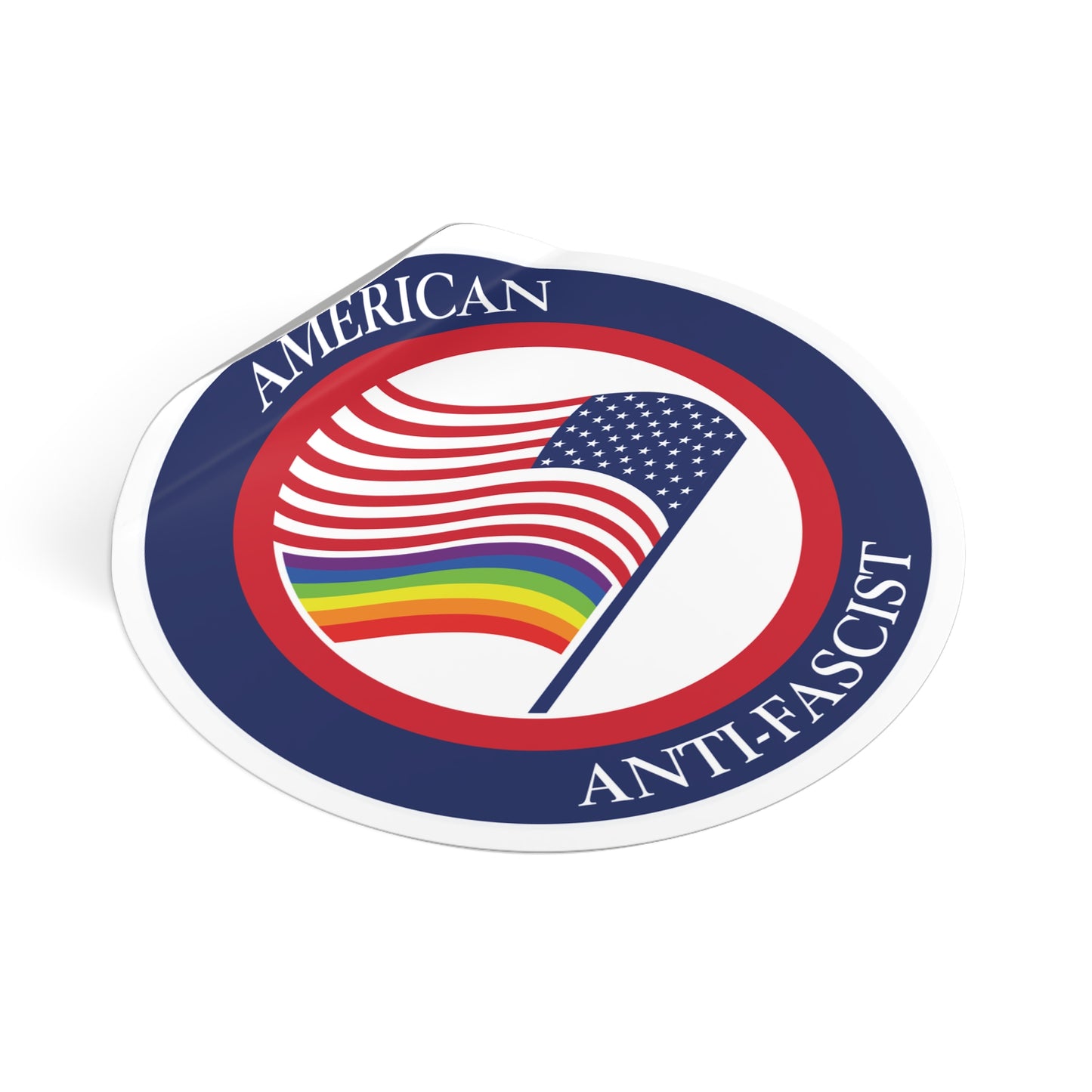 American Anti-Fascist - Round Vinyl Stickers