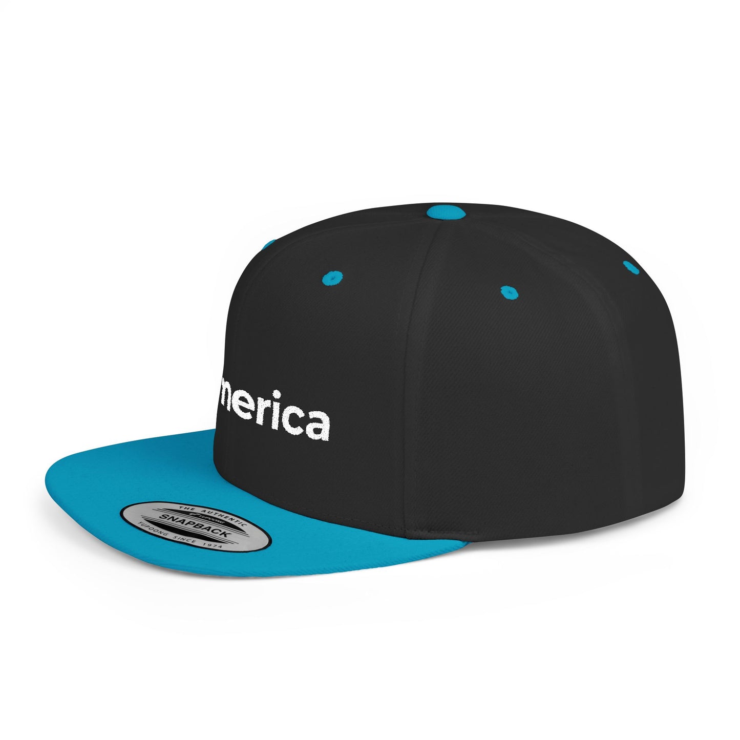 America – Flat Bill Snapback Hat – Adjustable Hat Featuring Anarchy Symbol Design for Political Expression