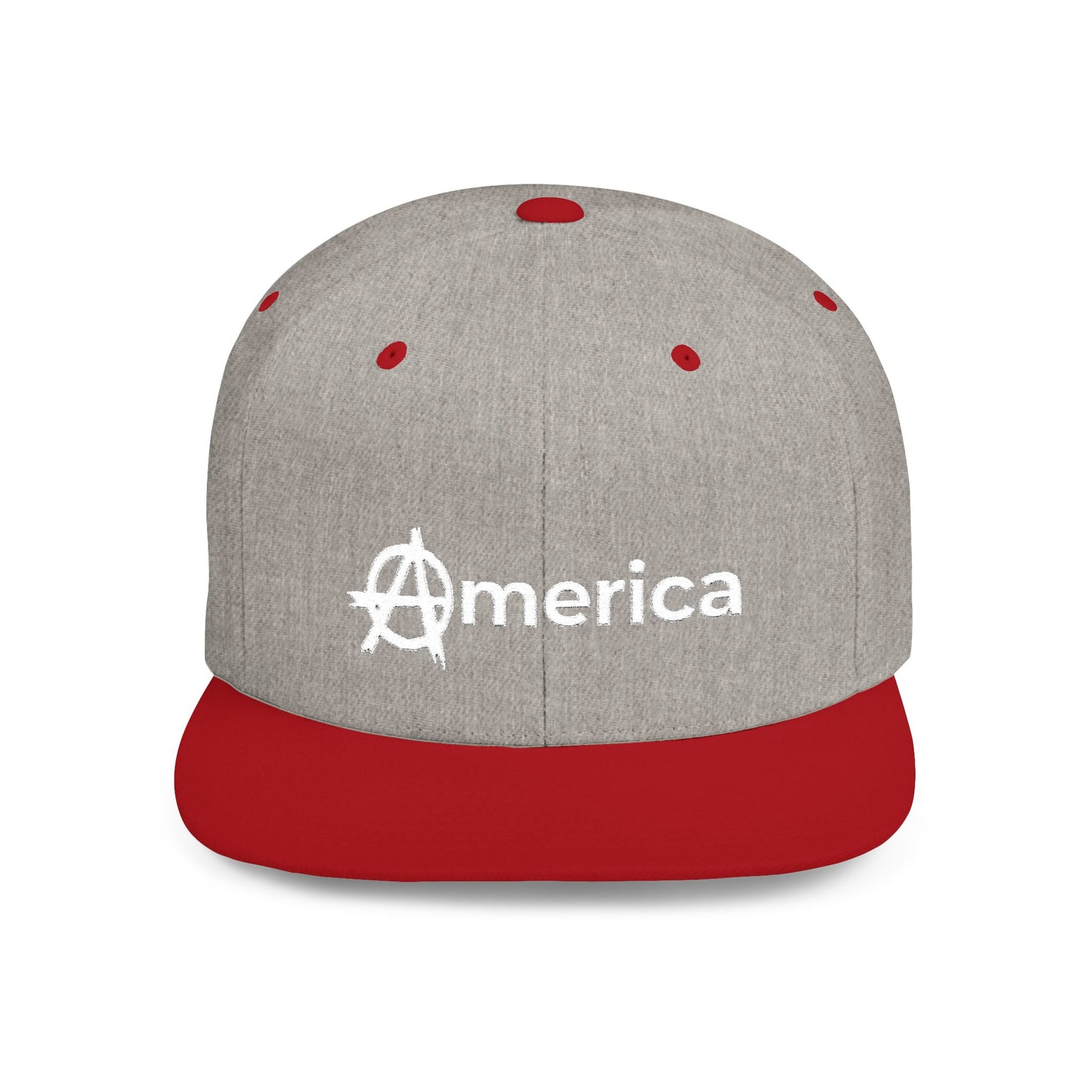 America – Flat Bill Snapback Hat – Adjustable Hat Featuring Anarchy Symbol Design for Political Expression
