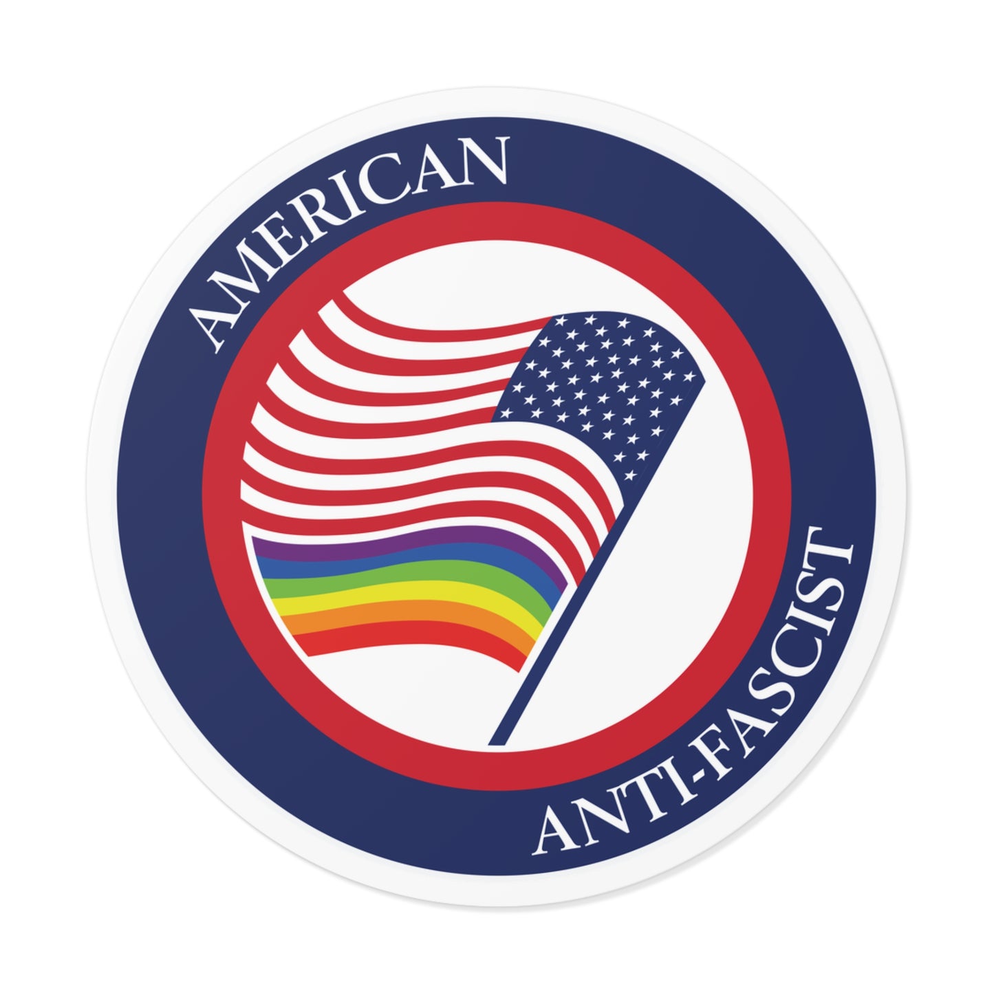 American Anti-Fascist - Round Vinyl Stickers