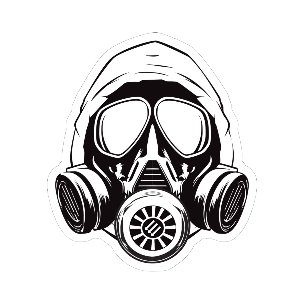 Hooded Antifa Gasmask Three Arrows - Kiss-Cut Sticker