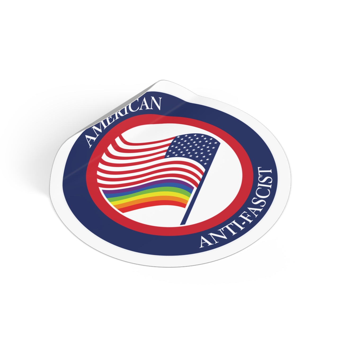 American Anti-Fascist - Round Vinyl Stickers
