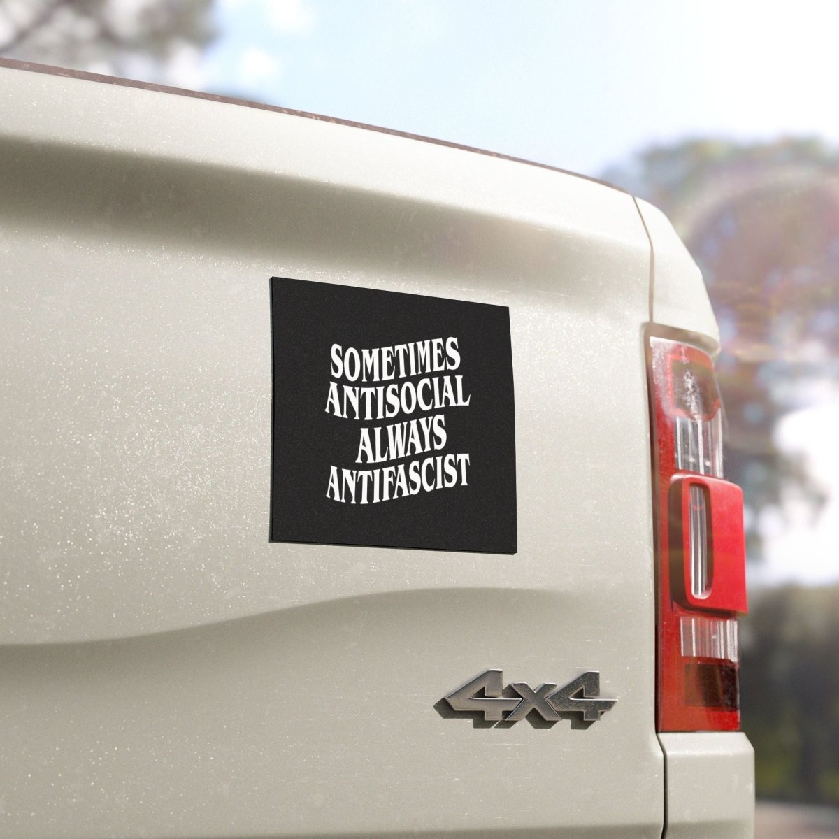 Free Oppression - Car Magnet - Sometimes Antisocial Always Antifascist - Car Magnet - 5x5 - inch Anti - Fascist Magnet - Antifascist Accessory - Political Activist Car Decor