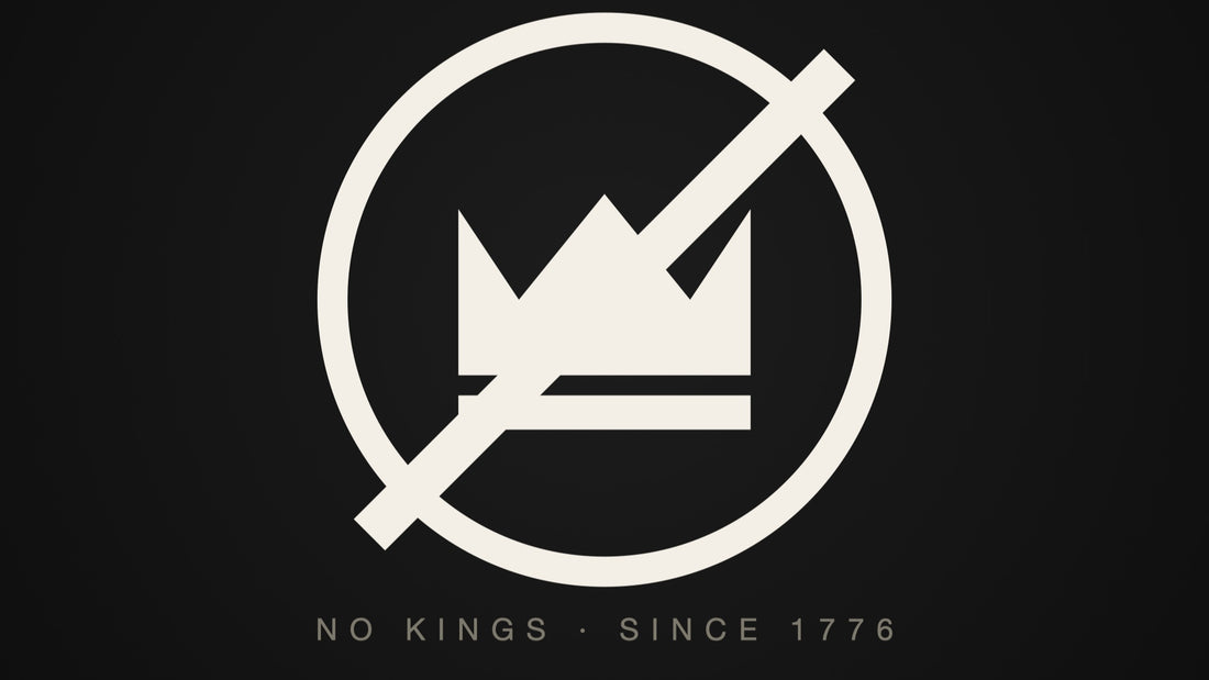 A crossed-out crown — the No Kings idea in one mark: no thrones, no crowns, no kings since 1776