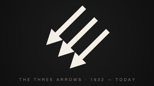 The Three Arrows — the Iron Front pro-democracy symbol: three arrows striking down to the left, 1932 to today