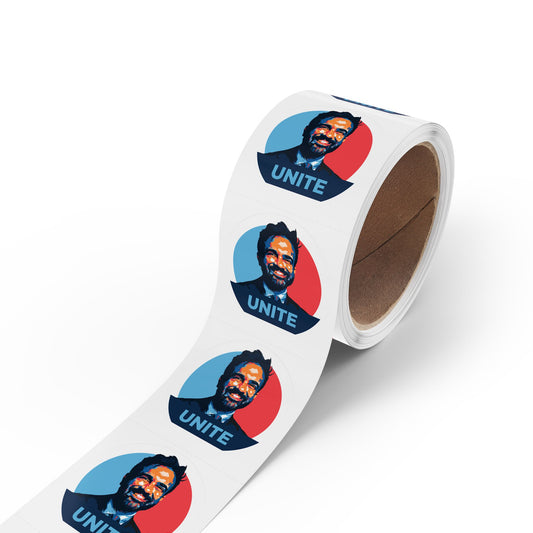 Zohran Mamdani "Unite" - Round Vinyl Sticker Label Rolls - Anti Trump Protest "No Kings" Antifascist Decals