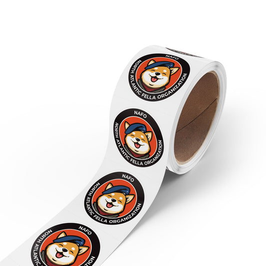NAFO - North Atlantic Fella Organization - Round Vinyl Sticker Label Rolls - Anti Trump Protest "No Kings" Antifascist Decals