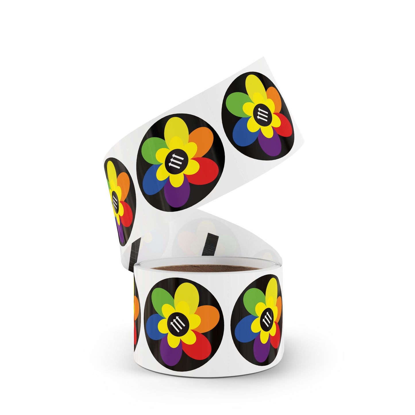Flower Power Round Sticker Label Rolls