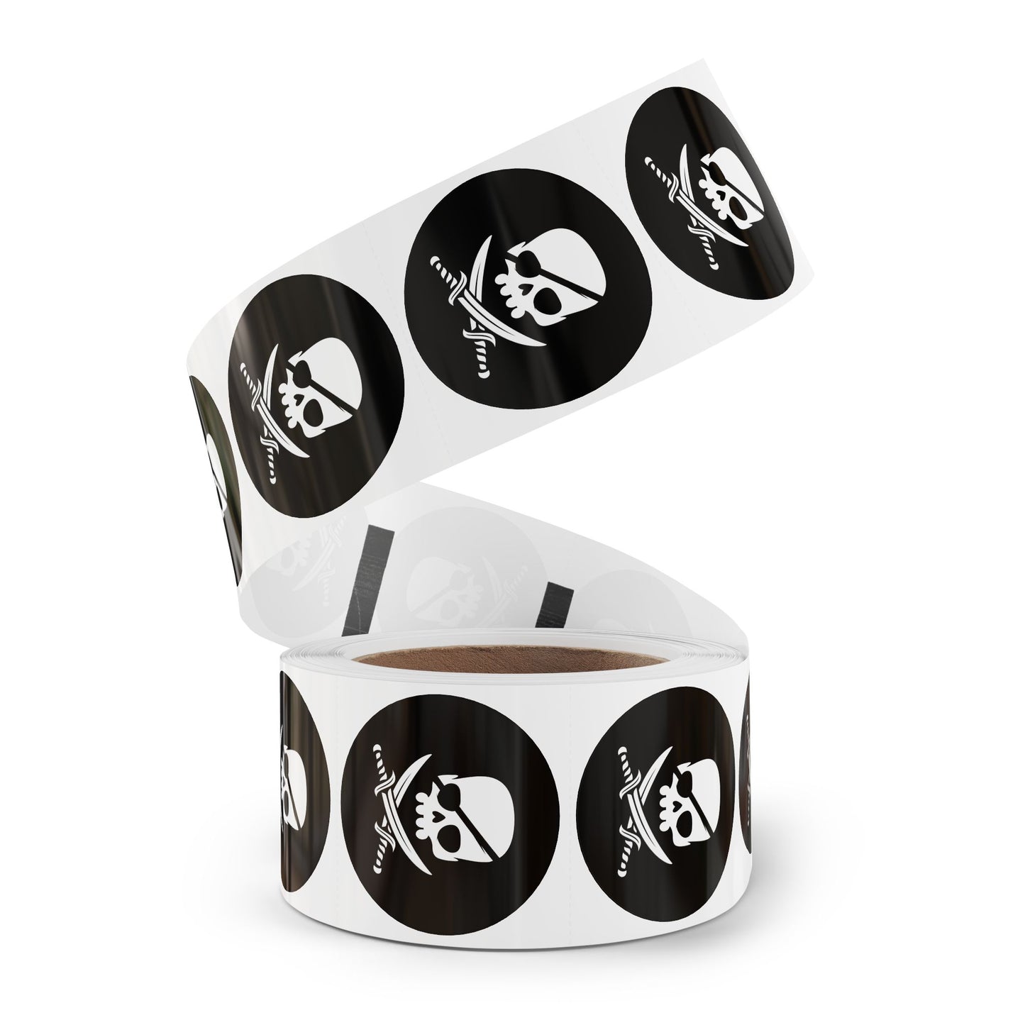 Rouleaux d'étiquettes autocollantes rondes motif crâne de pirate