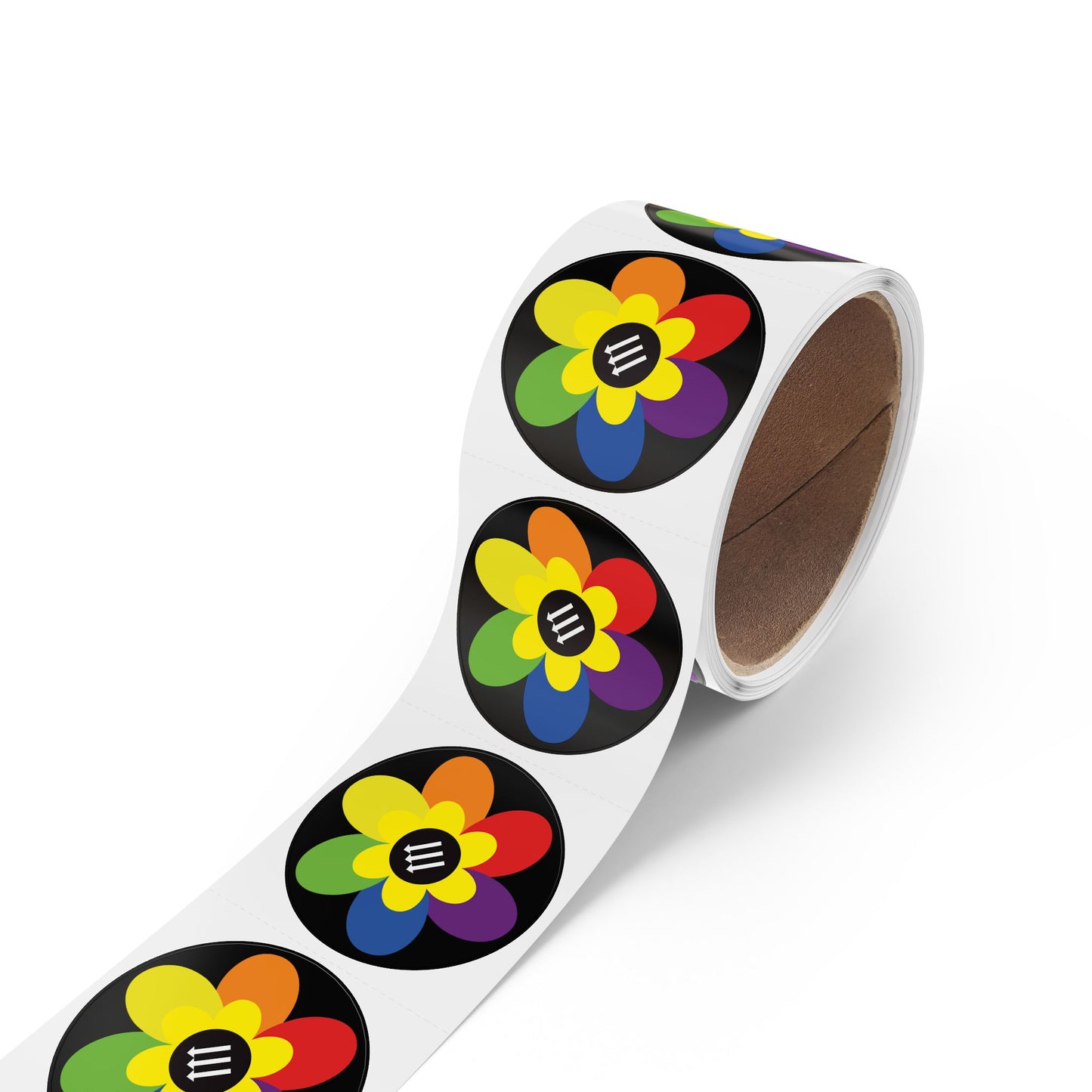 Flower Power Round Sticker Label Rolls