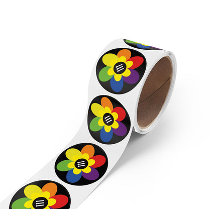 Flower Power Round Sticker Label Rolls