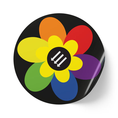 Flower Power Round Sticker Label Rolls