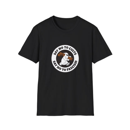 Say No to Cults – Anti-Fascism Satire T-Shirt
