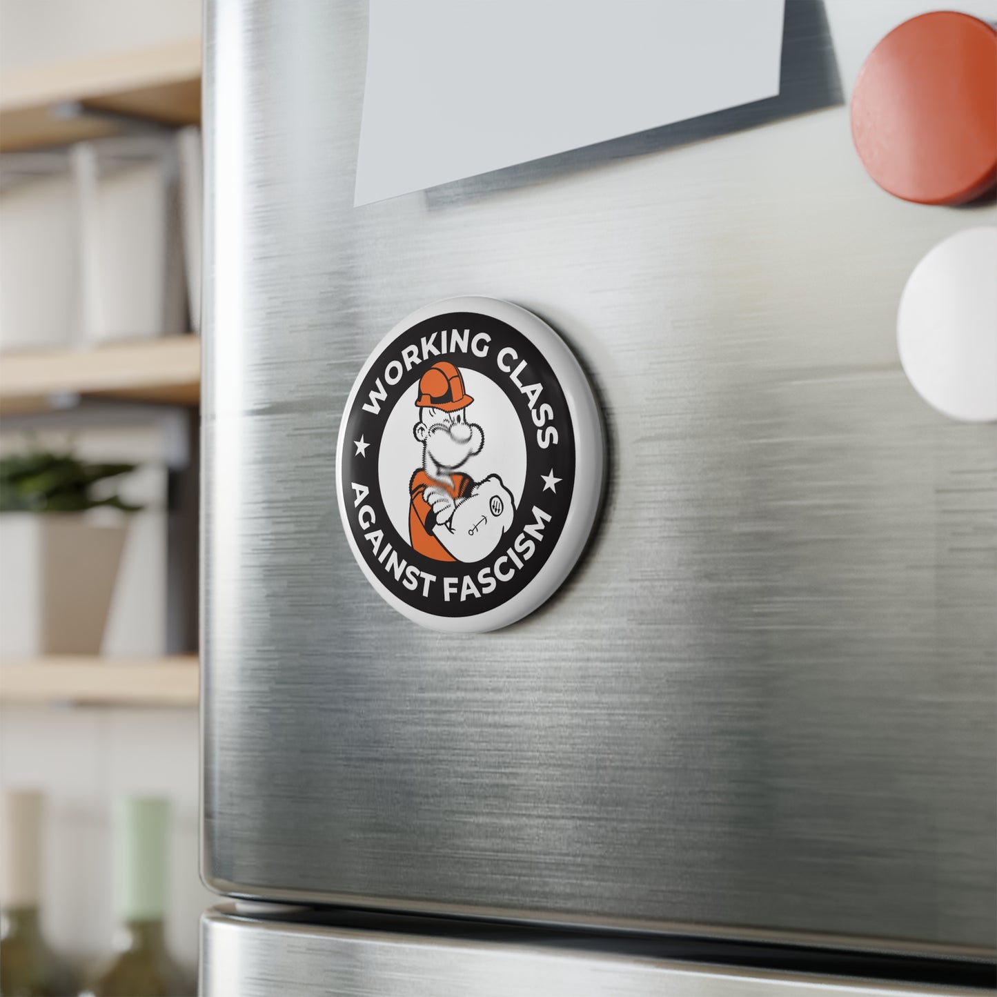 Working Class Against Fascism - Round Button Magnet