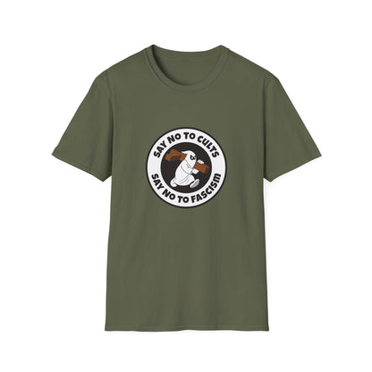 Say No to Cults – Anti-Fascism Satire T-Shirt