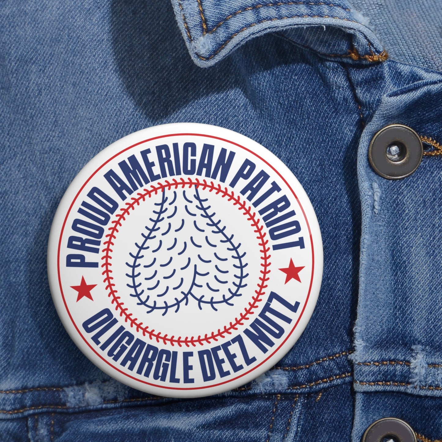 Proud American Patriot Oligargle Deez Nutz Pin Button