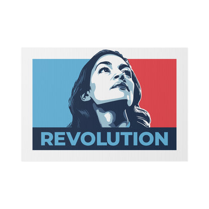 Alexandria Ocasio-Cortez AOC REVOLUTION Lawn Sign — Anti Trump No Kings Protest Yard Sign