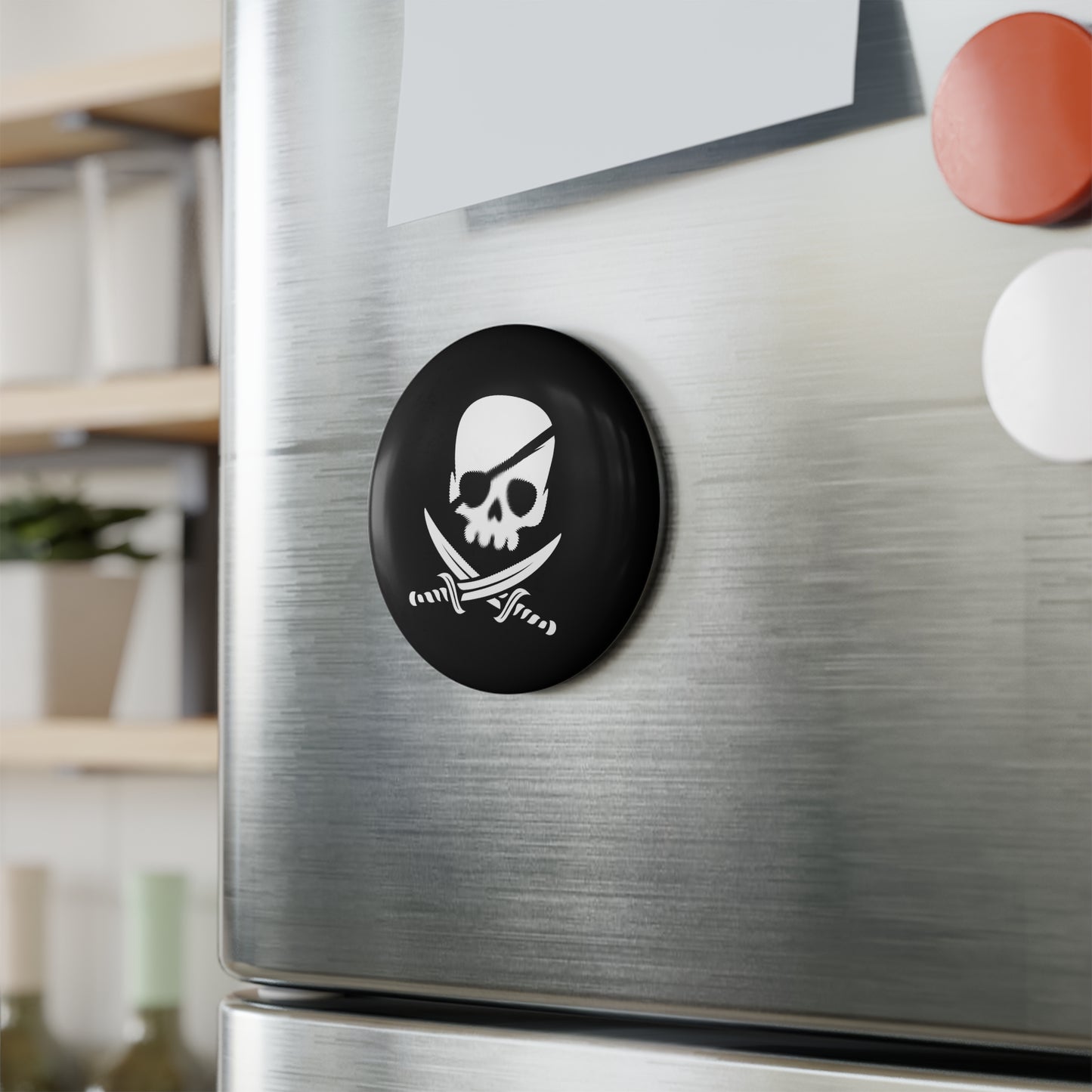 Pirate Skull - Round Button Magnet