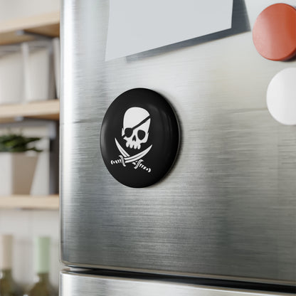 Pirate Skull - Round Button Magnet