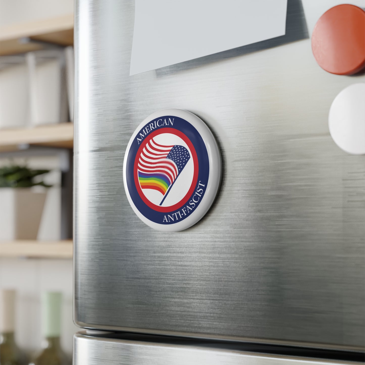 American Anti-Fascist - Round Button Magnet