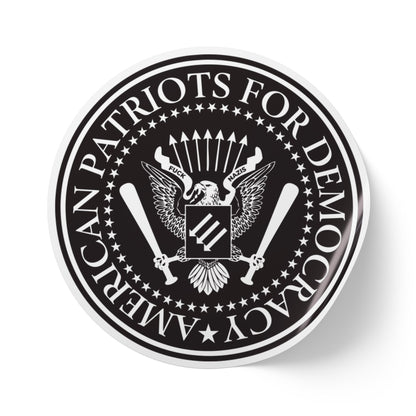Rouleaux d'étiquettes autocollantes rondes « American Patriots For Democracy »