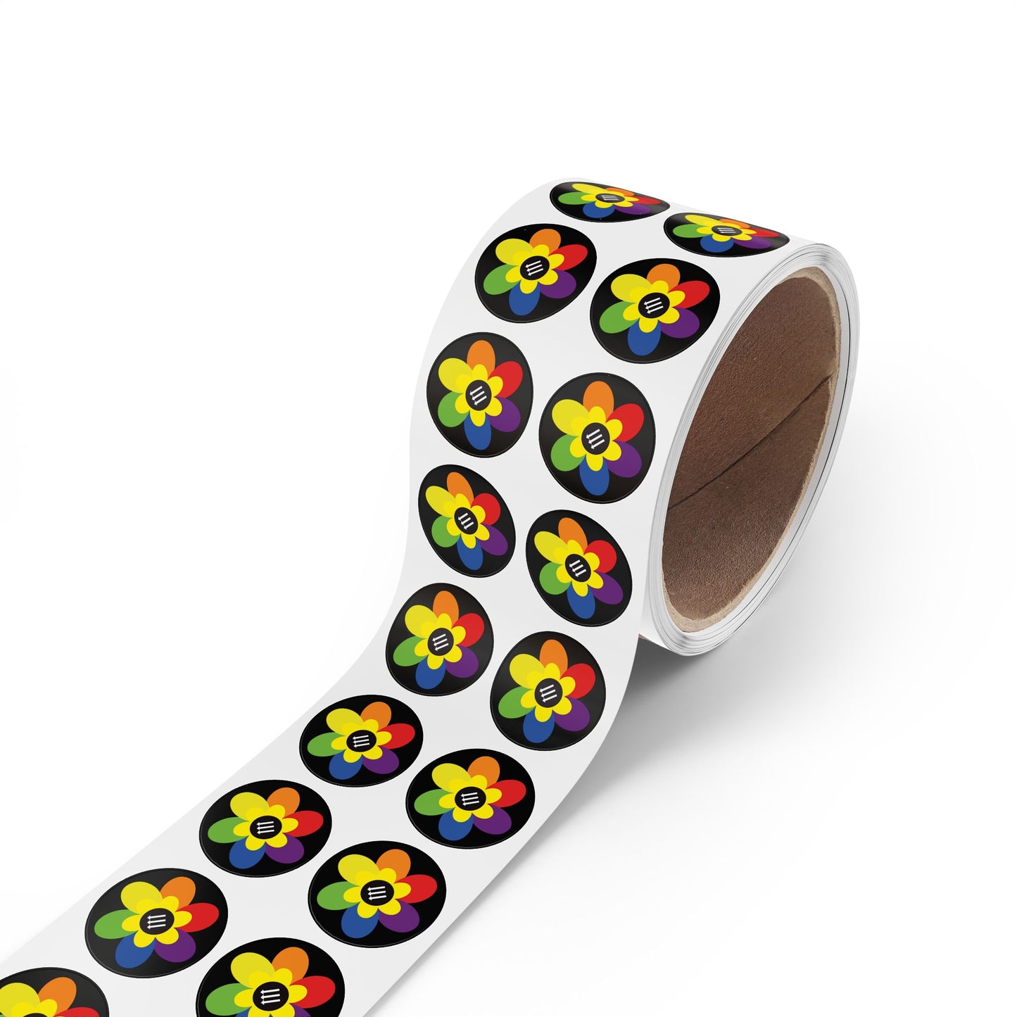 Flower Power Round Sticker Label Rolls