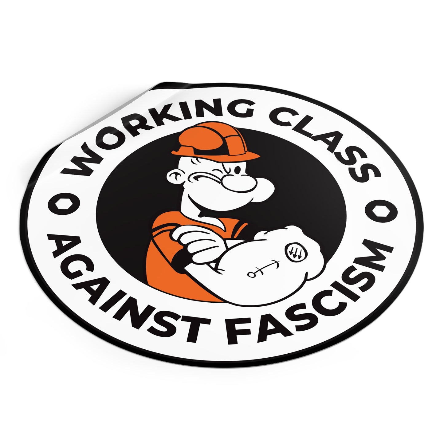 Working Class Against Fascism Sticker – Round Vinyl Decal for Laptops, Cars & Activist Gear