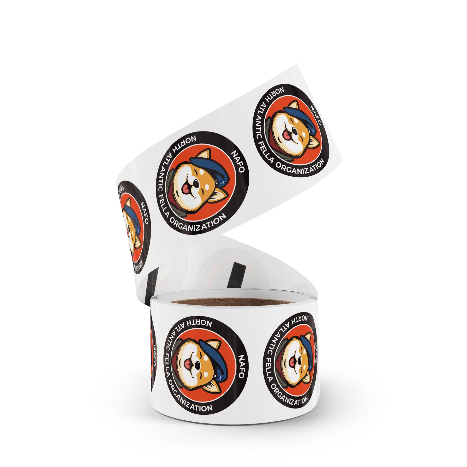 NAFO - North Atlantic Fella Organization - Round Vinyl Sticker Label Rolls - Anti Trump Protest "No Kings" Antifascist Decals