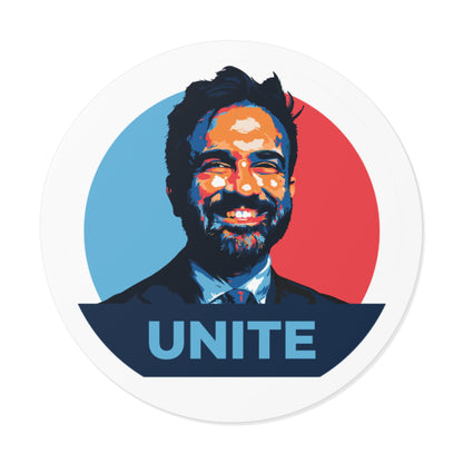 Zohran Mamdani Unite – Round Vinyl Sticker