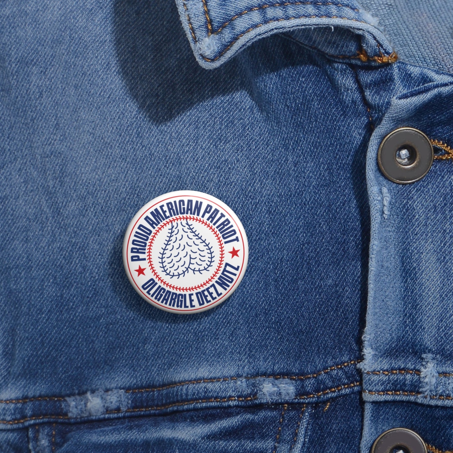 Proud American Patriot Oligargle Deez Nutz Pin Button