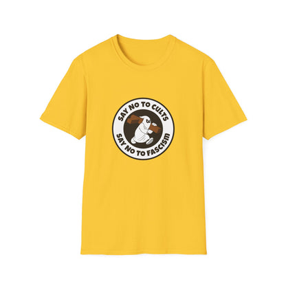 Say No to Cults – Anti-Fascism Satire T-Shirt