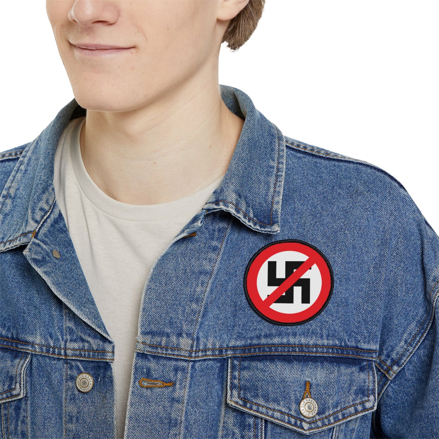 Écusson thermocollant anti-nazi – Badge rond brodé antifasciste pour vestes, sacs et gilets – Écusson d'activiste pro-démocratie pour la résistance et les mouvements de défense des droits civiques