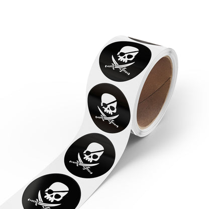 Rouleaux d'étiquettes autocollantes rondes motif crâne de pirate