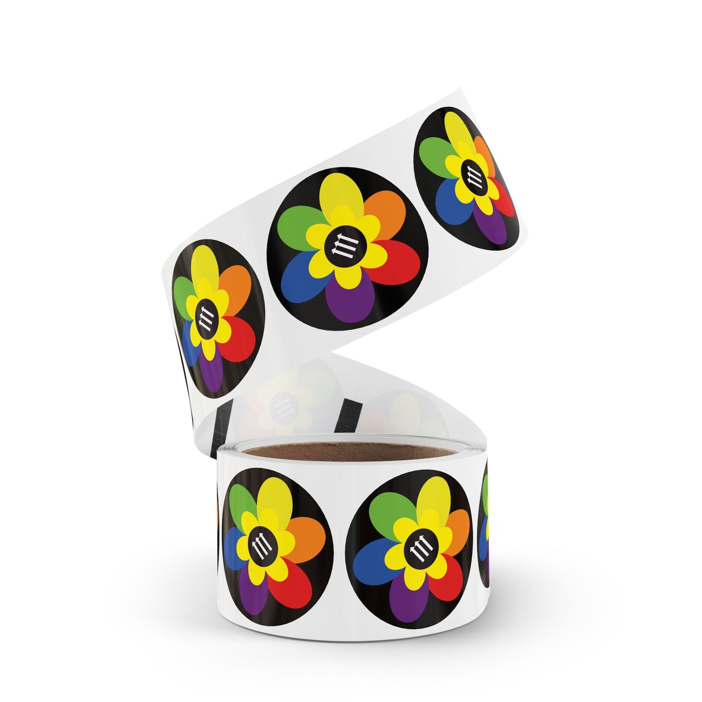 Flower Power Round Sticker Label Rolls