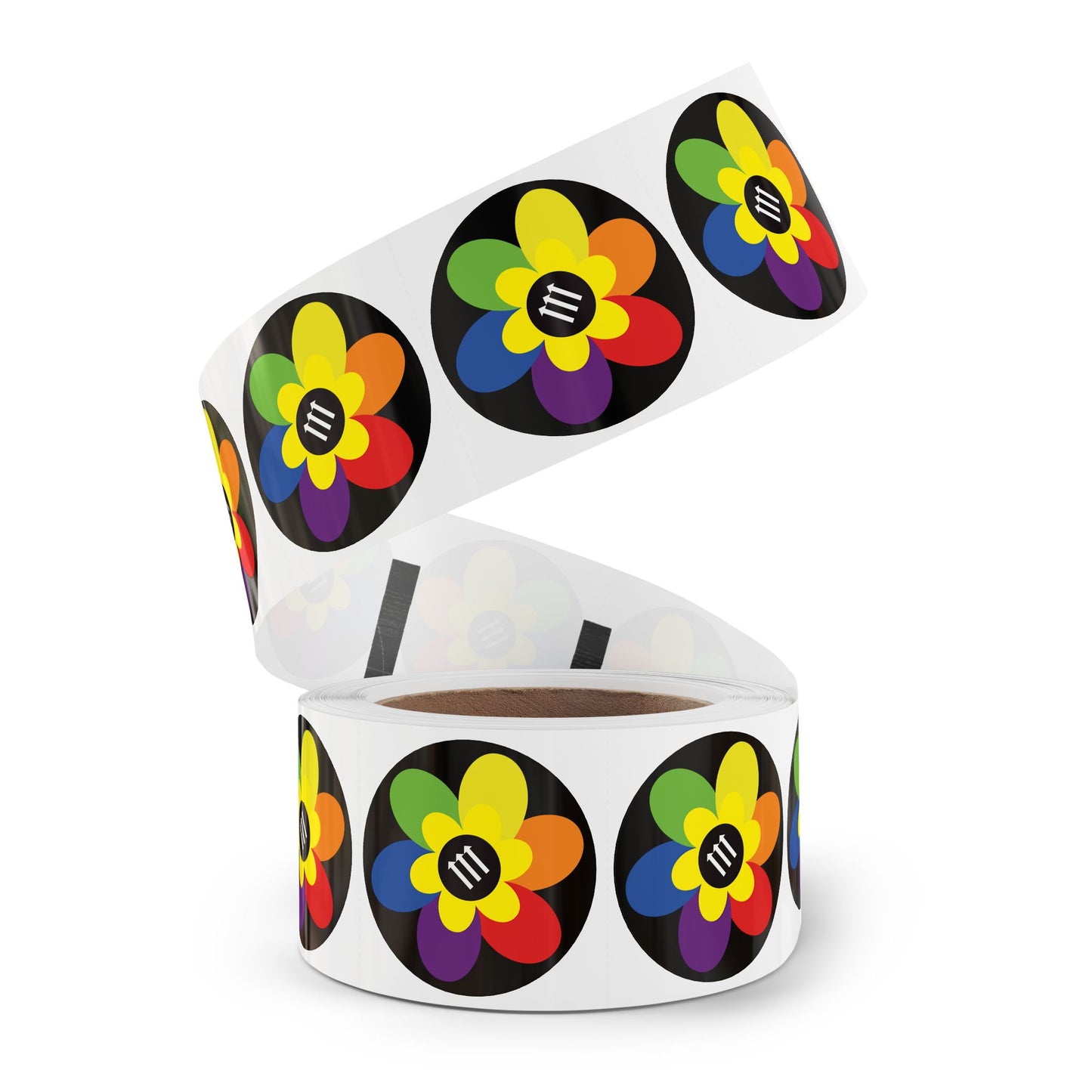 Flower Power Round Sticker Label Rolls