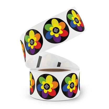 Flower Power Round Sticker Label Rolls