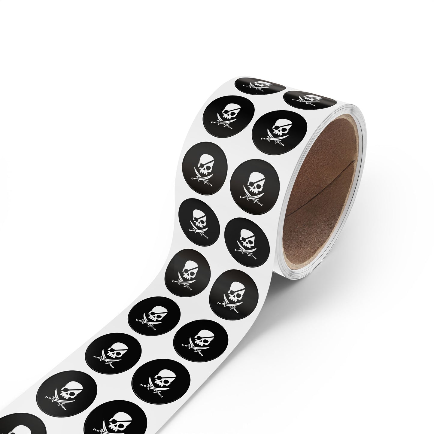 Rouleaux d'étiquettes autocollantes rondes motif crâne de pirate