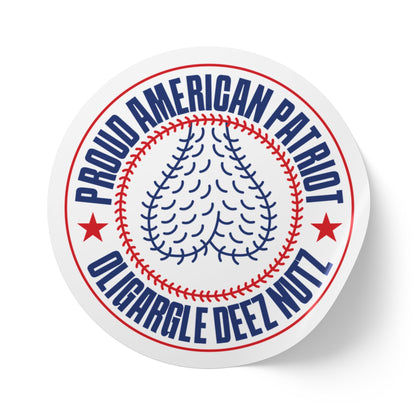 Proud American Patriot Oligargle Deez Nutz Round Sticker Label Rolls