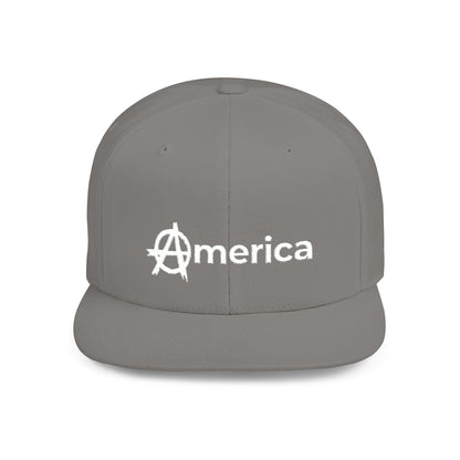 America – Flat Bill Snapback Hat – Adjustable Hat Featuring Anarchy Symbol Design for Political Expression