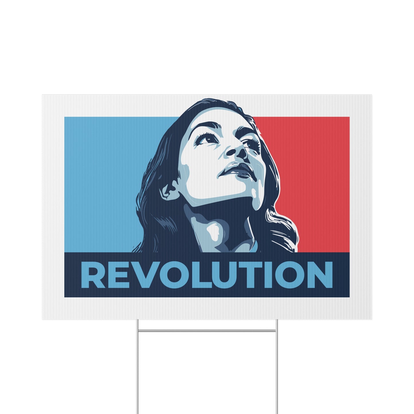 Alexandria Ocasio-Cortez AOC REVOLUTION Lawn Sign — Anti Trump No Kings Protest Yard Sign