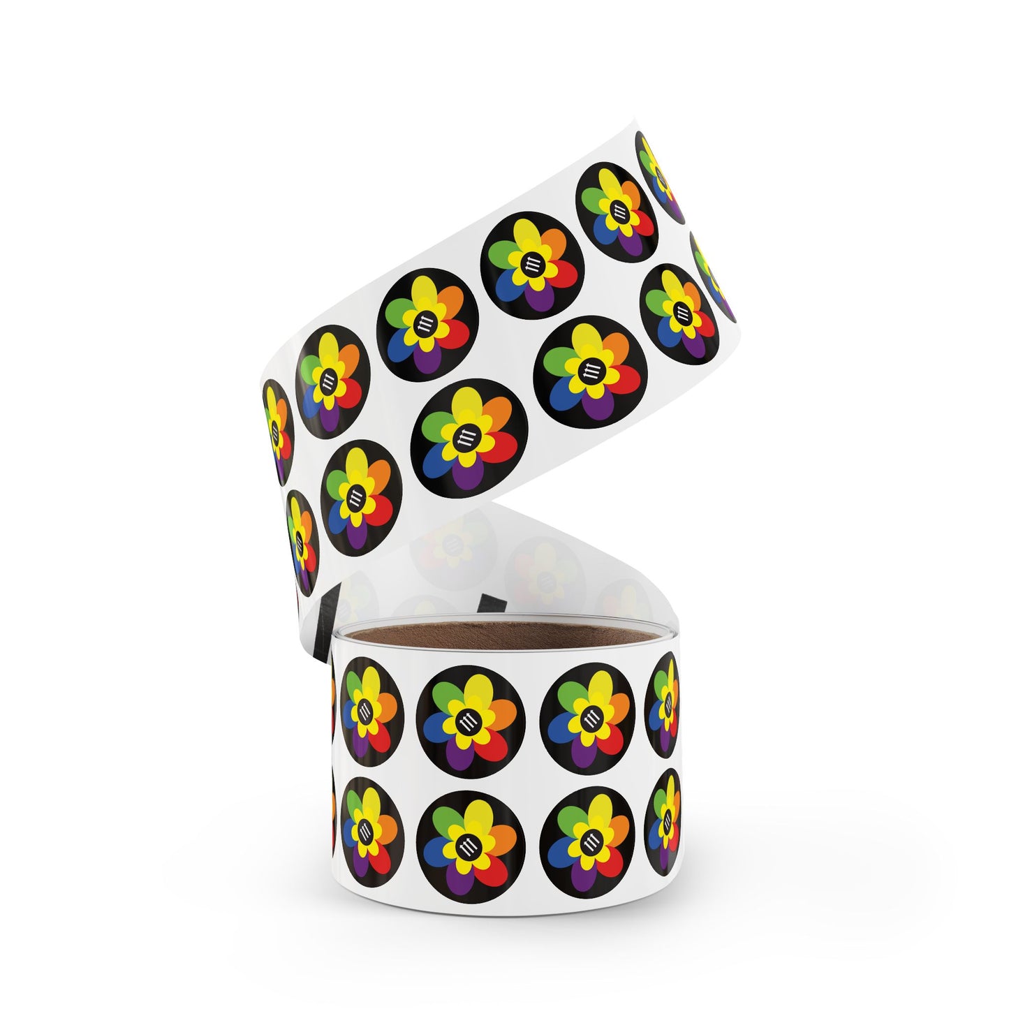 Flower Power Round Sticker Label Rolls