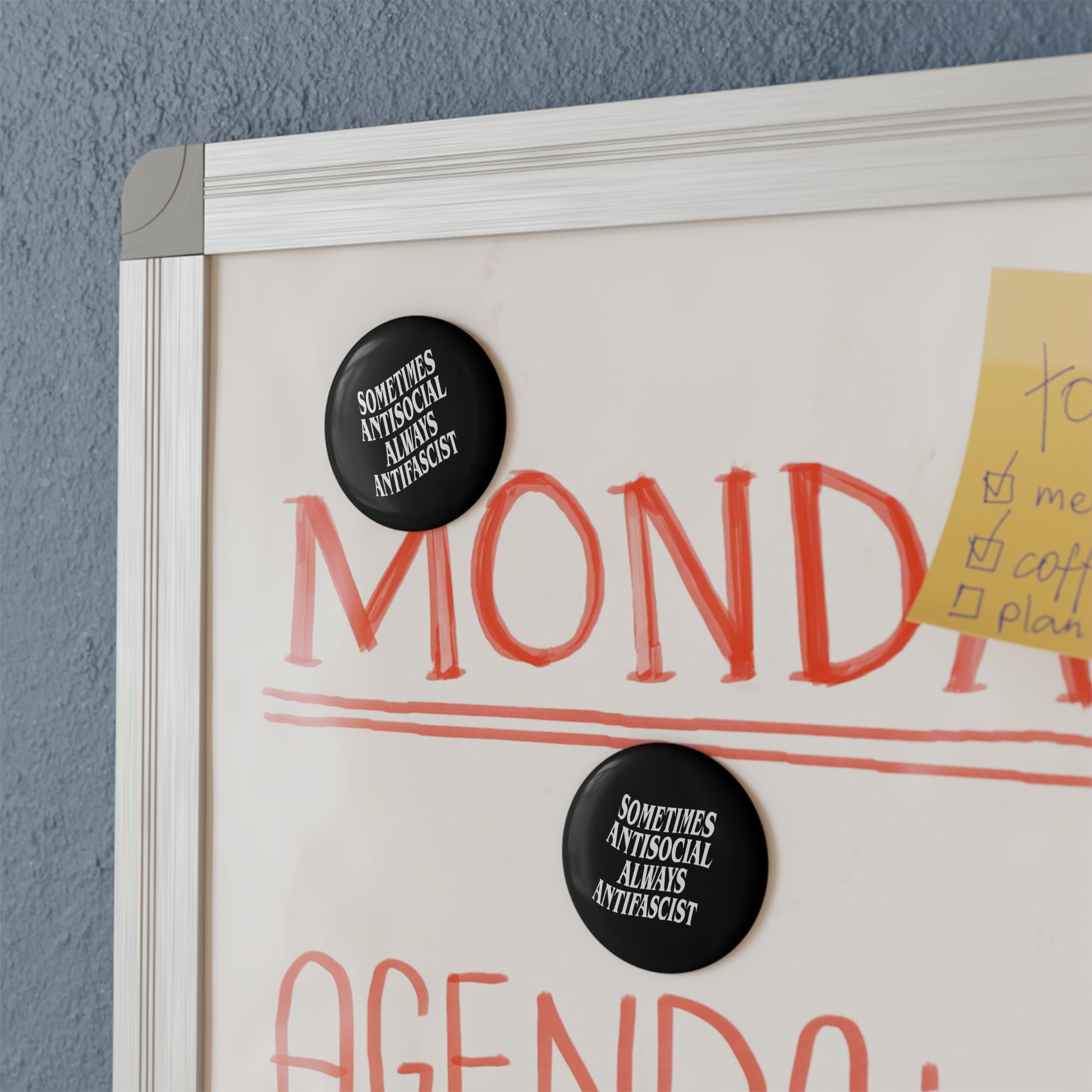 Sometimes Antisocial Always Antifascist - Round Button Magnet - 1 & 10 pcs Anti-Fascist Fridge Magnet - Antifascist Magnet Set